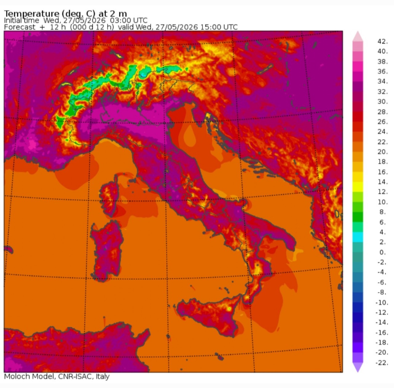 Temperature massime 27 maggio