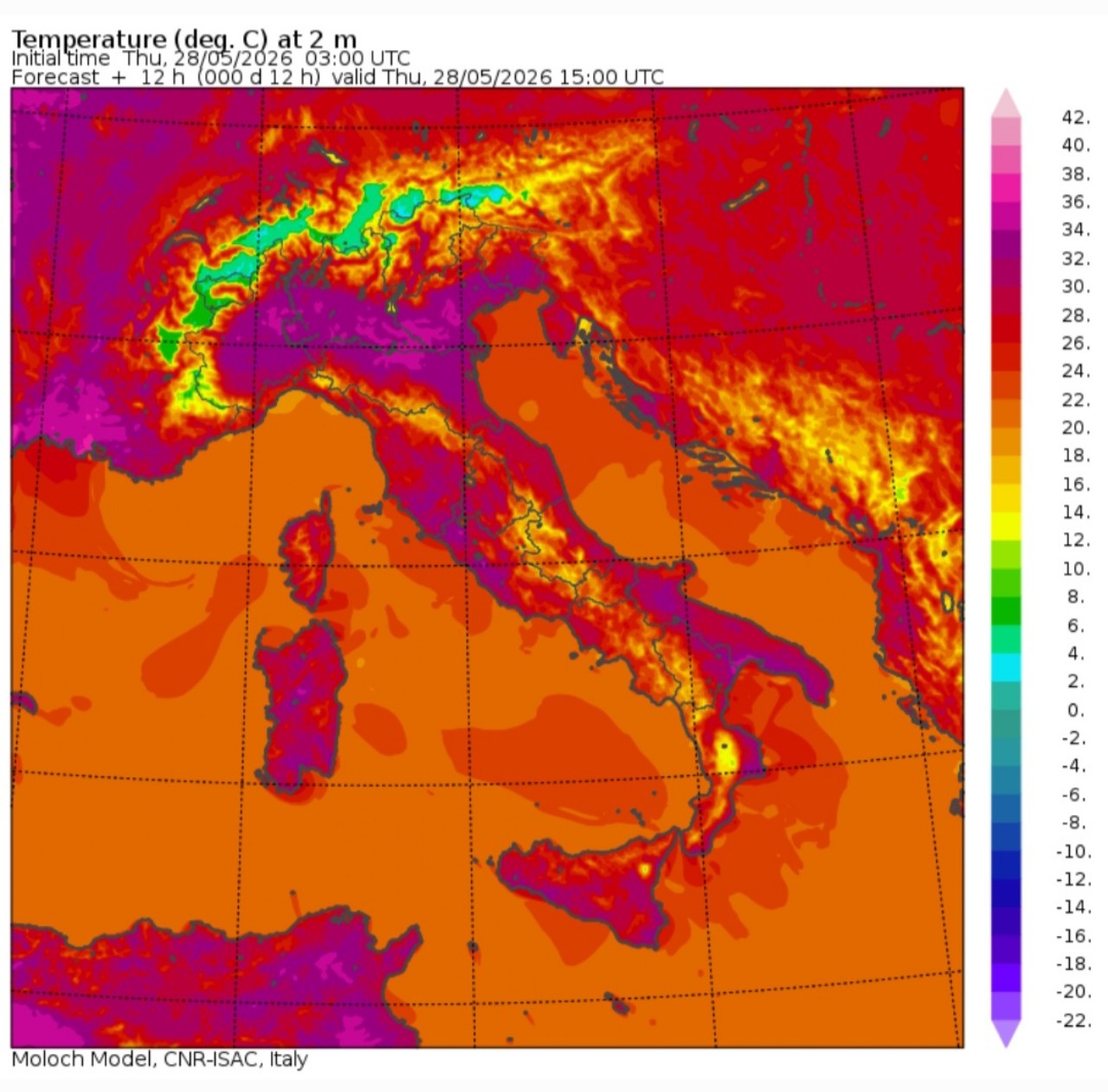 Temperature massime 28 maggio