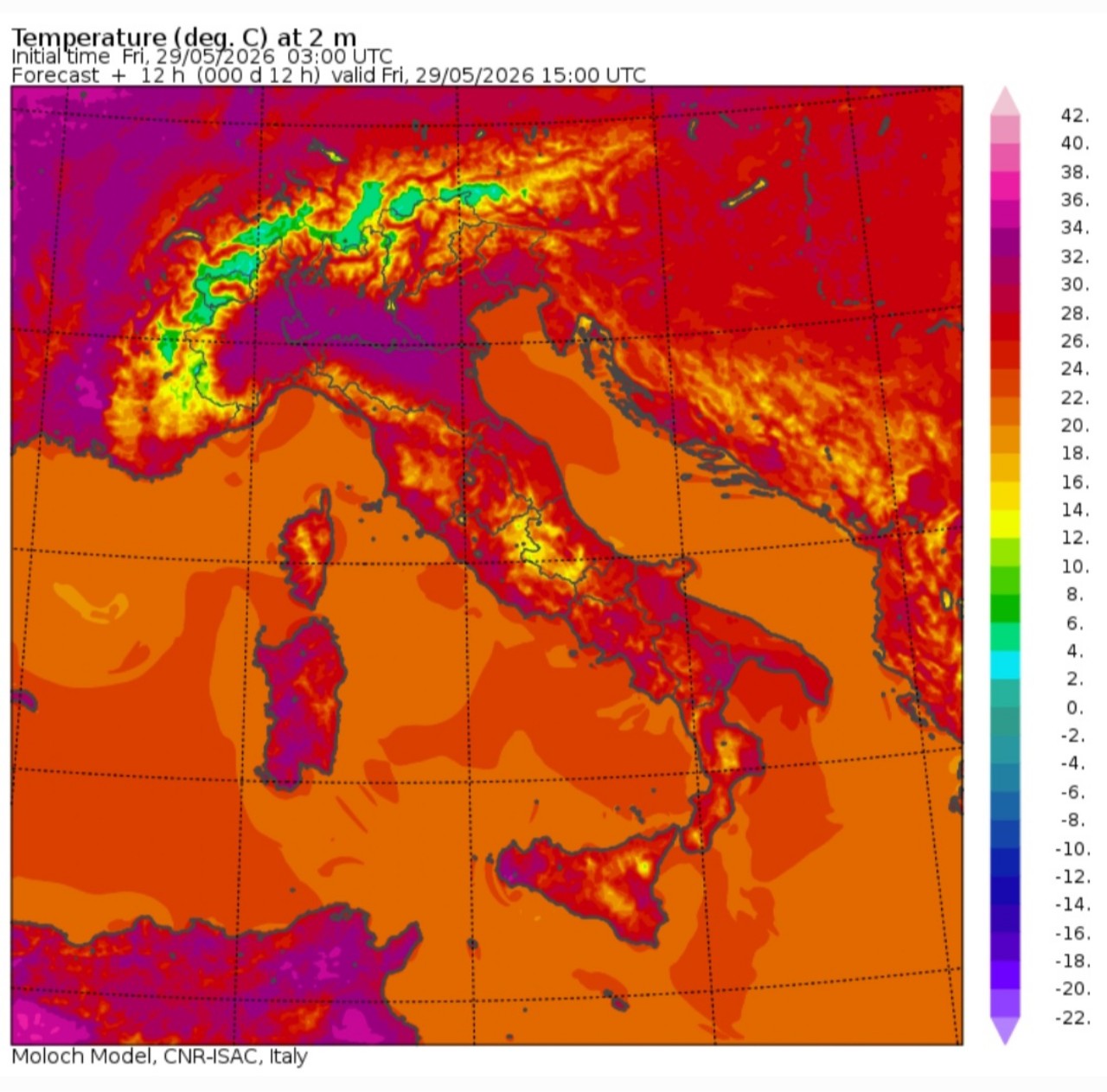 Temperature massime 29 maggio