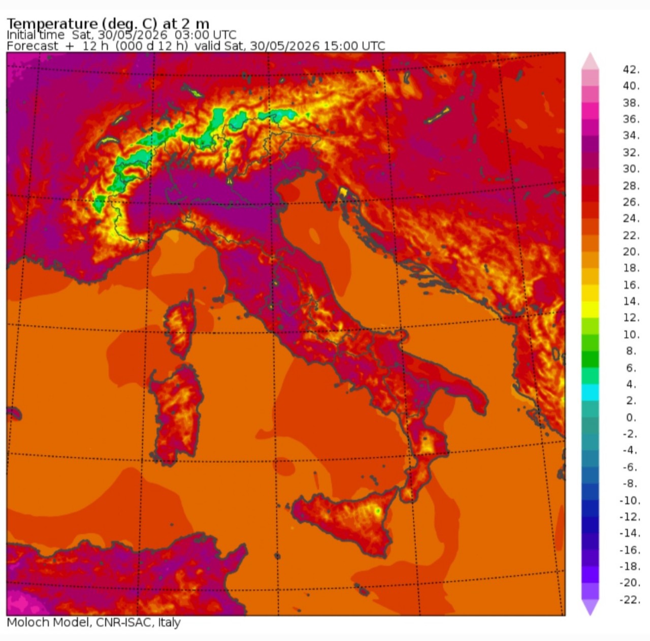 Temperature massime 30 maggio