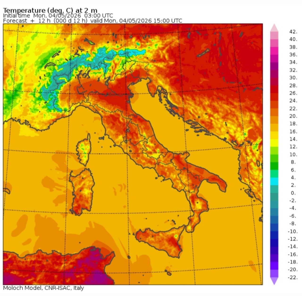 Temperature massime 4 maggio 