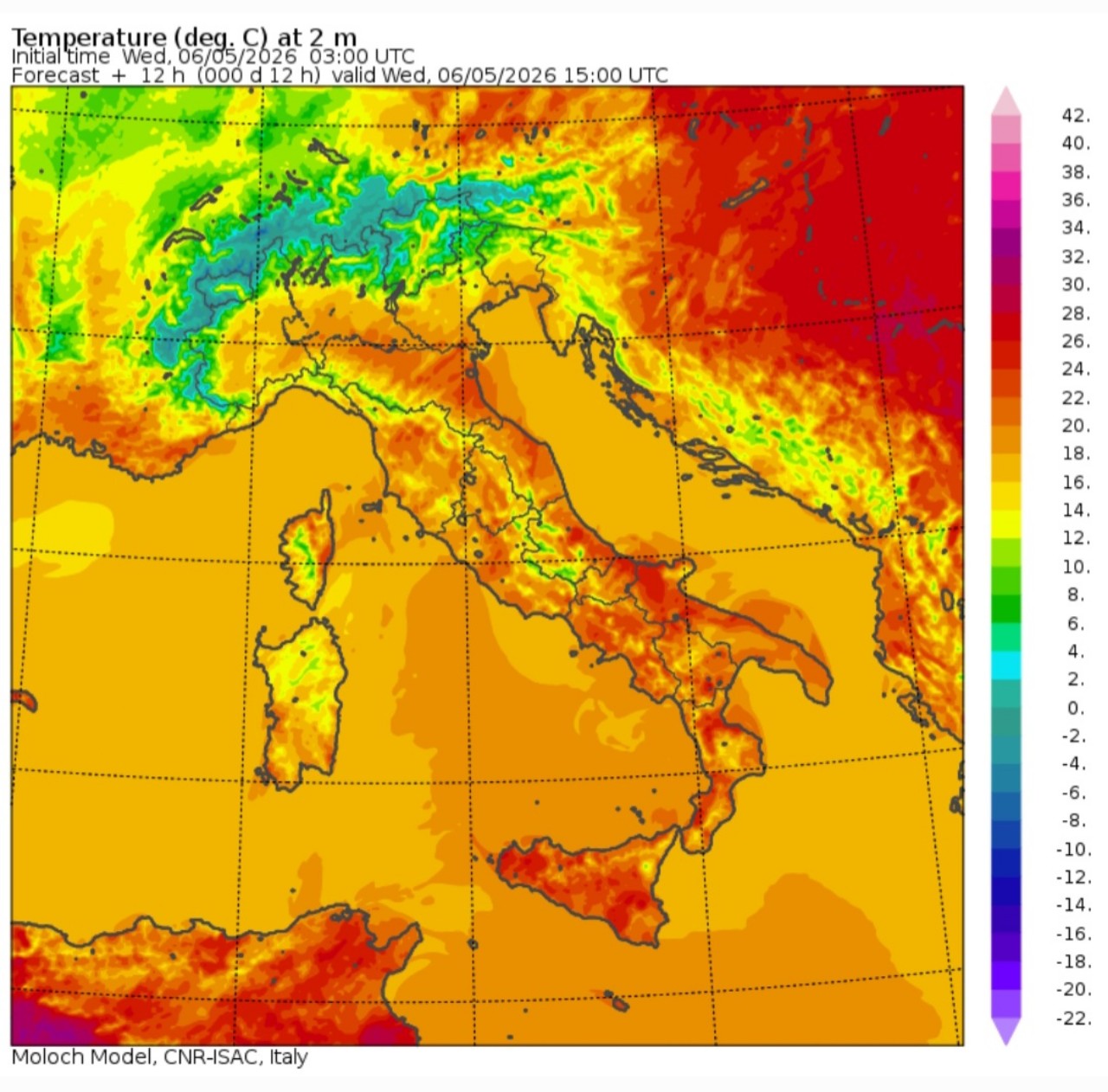 Temperature massime 6 maggio 