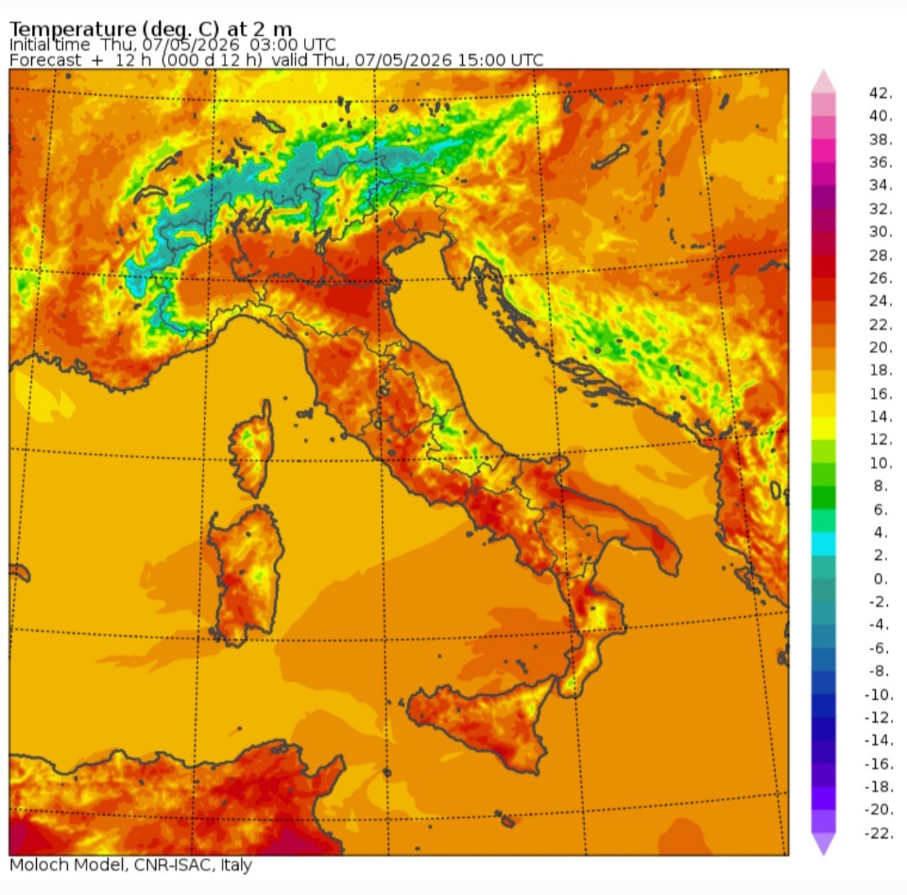 Temperature massime 7 maggio