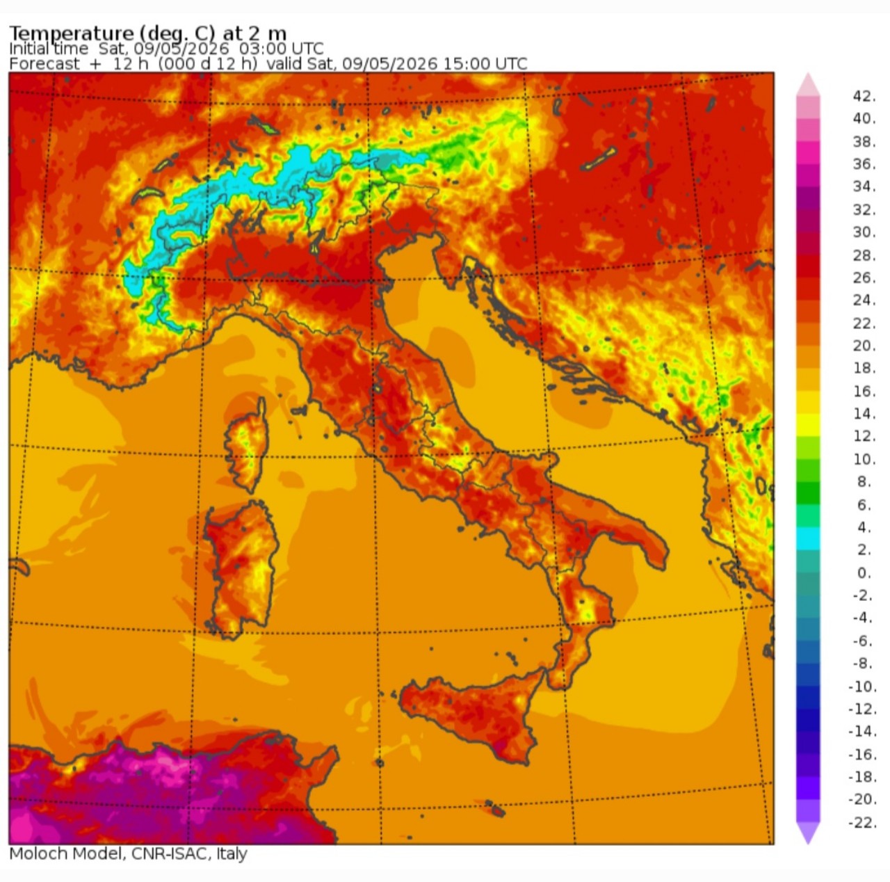 Temperature massime 9 maggio