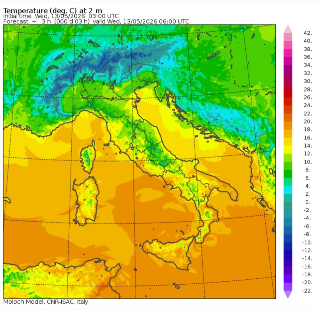 Temperature minime 13 maggio 