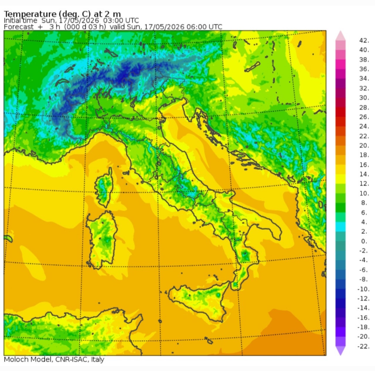 Temperature minime 17 maggio 