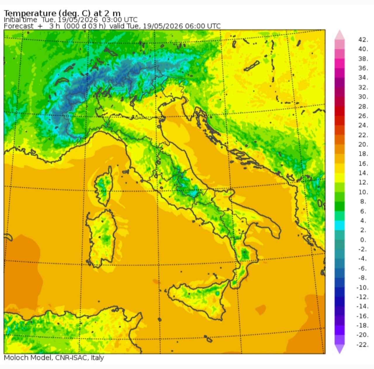 Temperature minime 19 maggio 