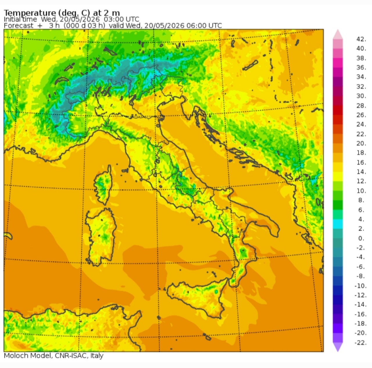 Temperature minime 20 maggio 