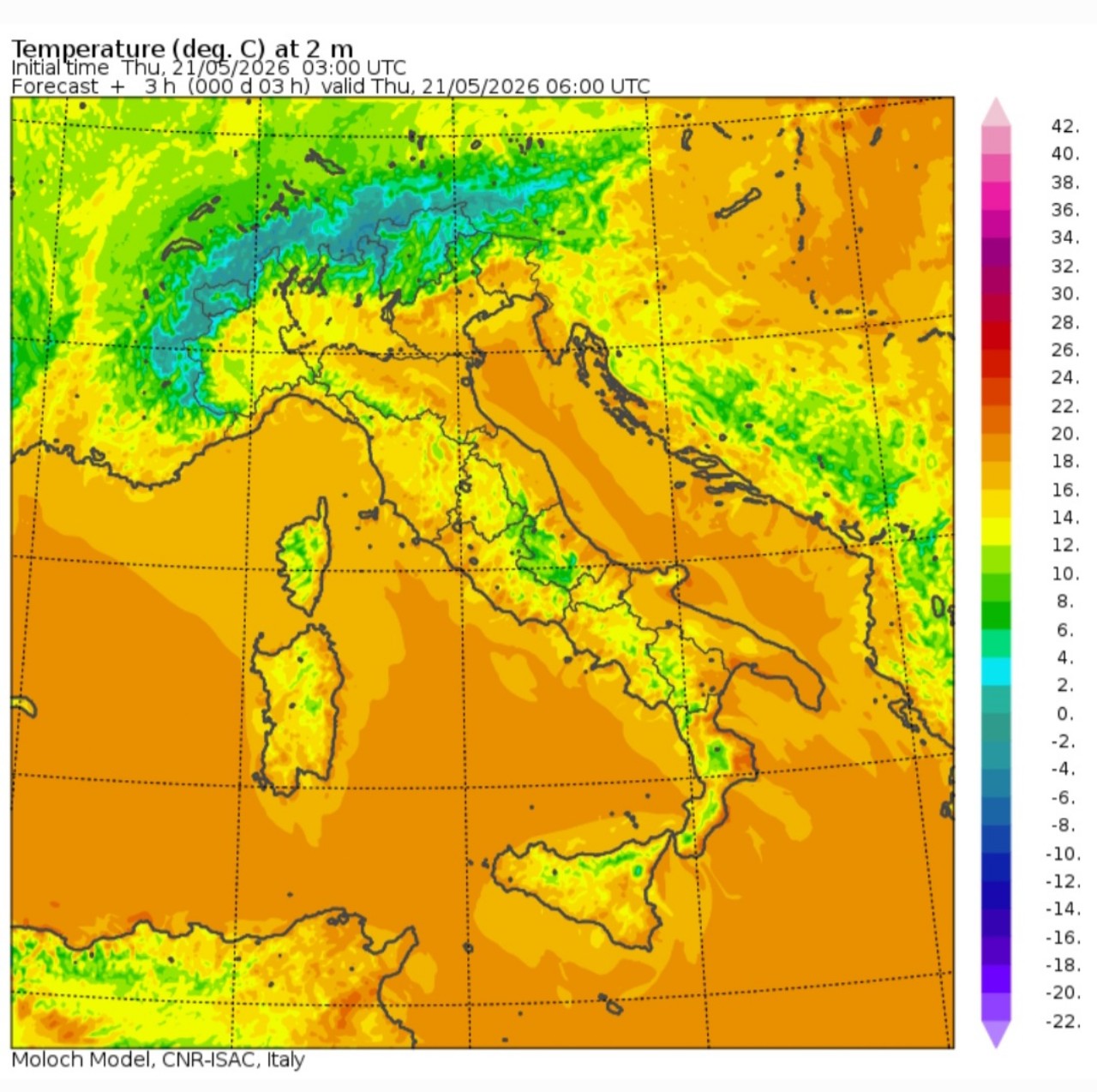 Temperature minime 21 maggio 