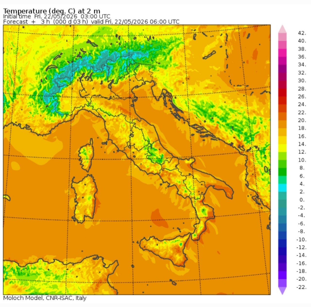 Temperature minime 22 maggio 