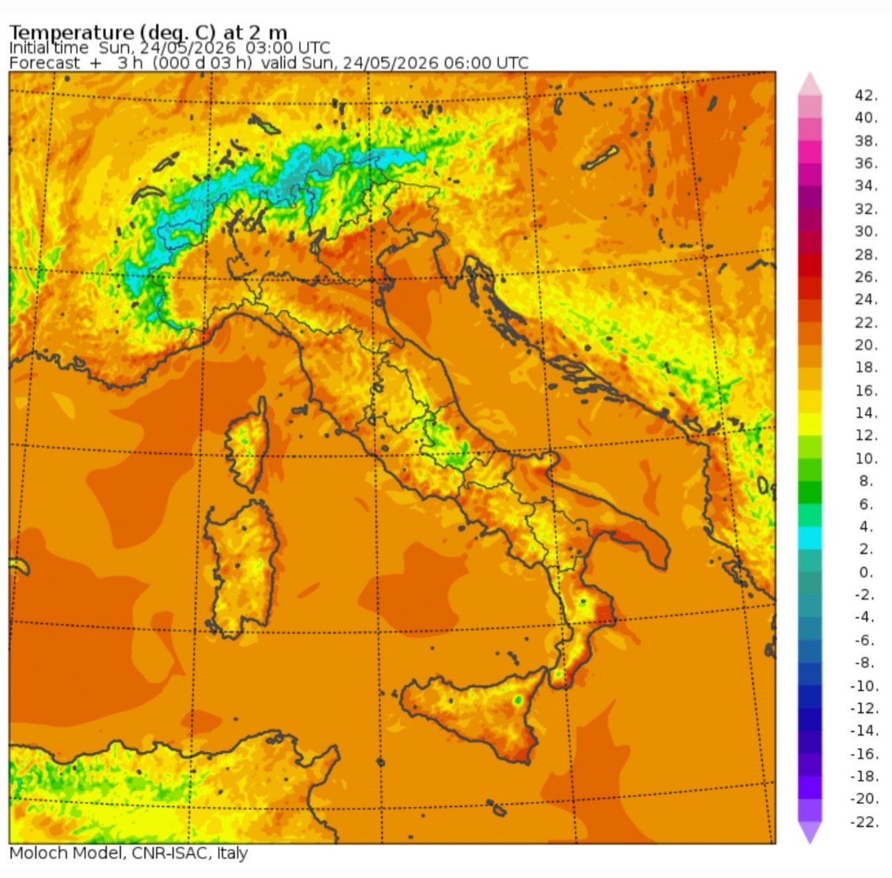Temperature minime 24 maggio