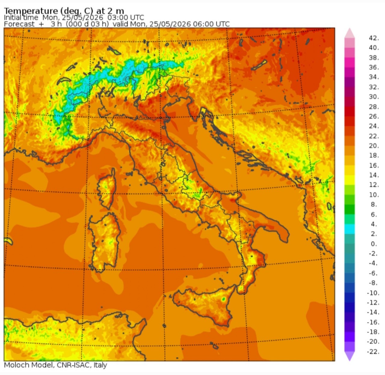 Temperature minime 25 maggio 