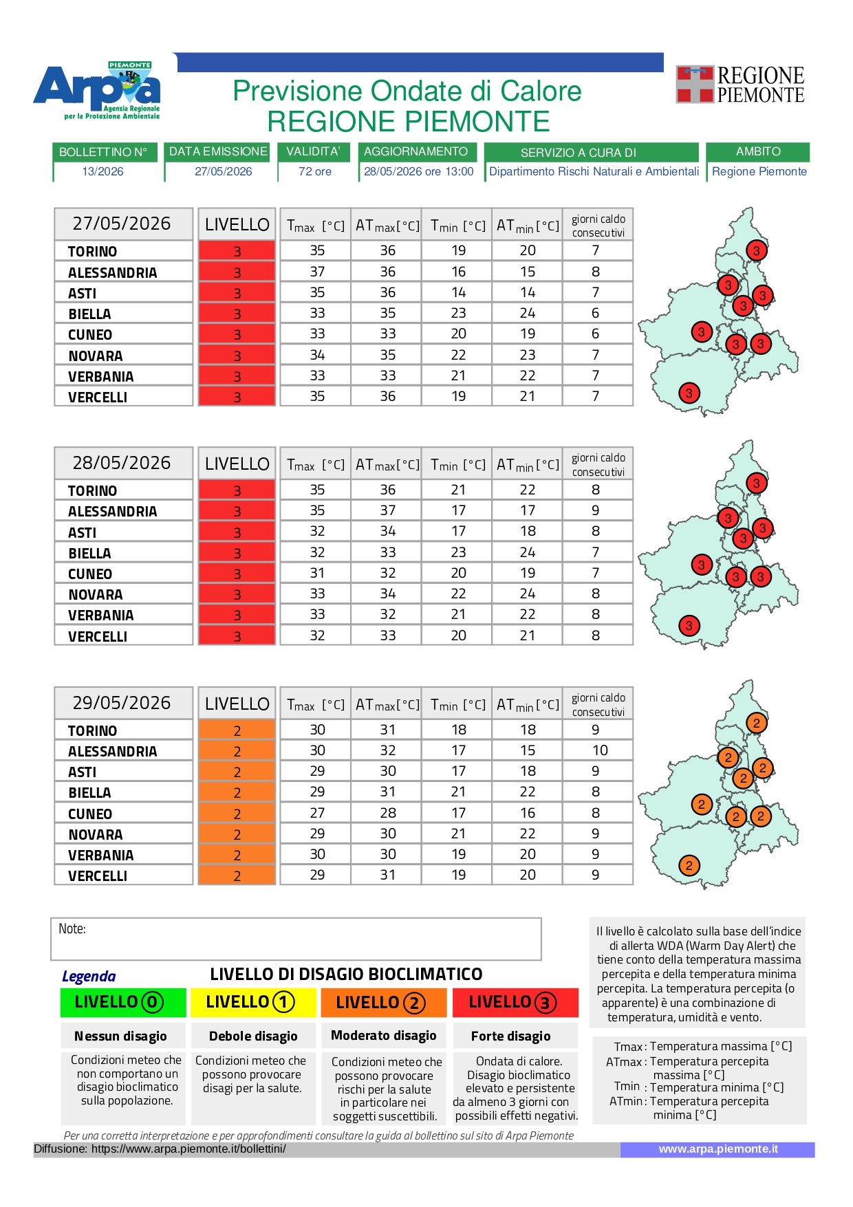 allerta caldo piemonte 28 maggio