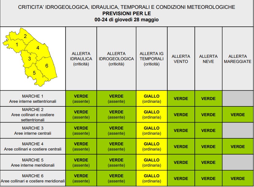 allerta meteo marche 28 maggio