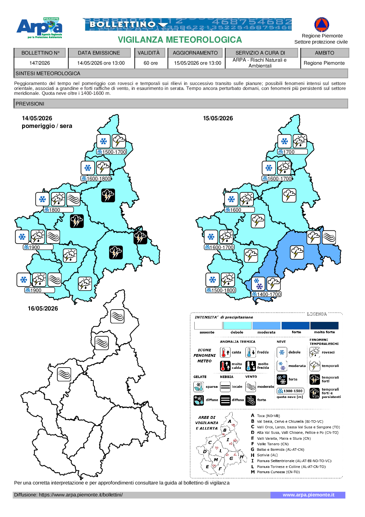allerta meteo piemonte 14 maggio