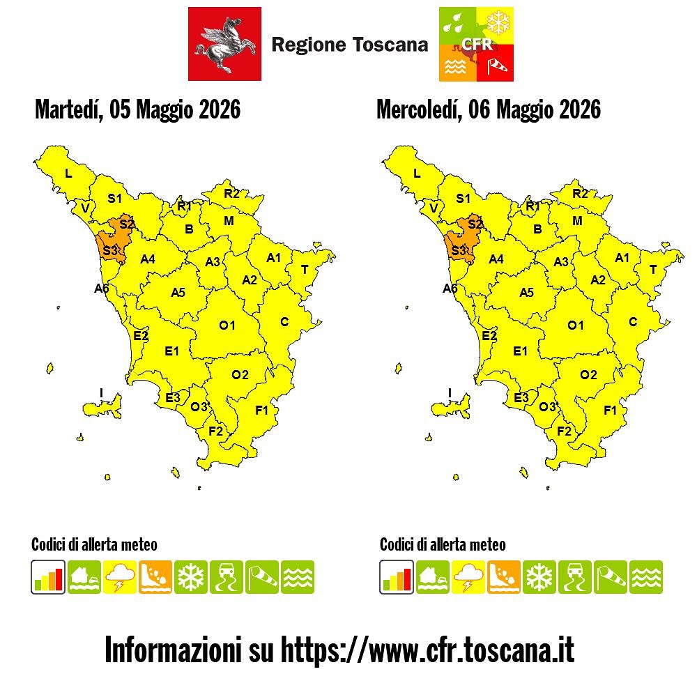 allerta meteo toscana 5-6 maggio