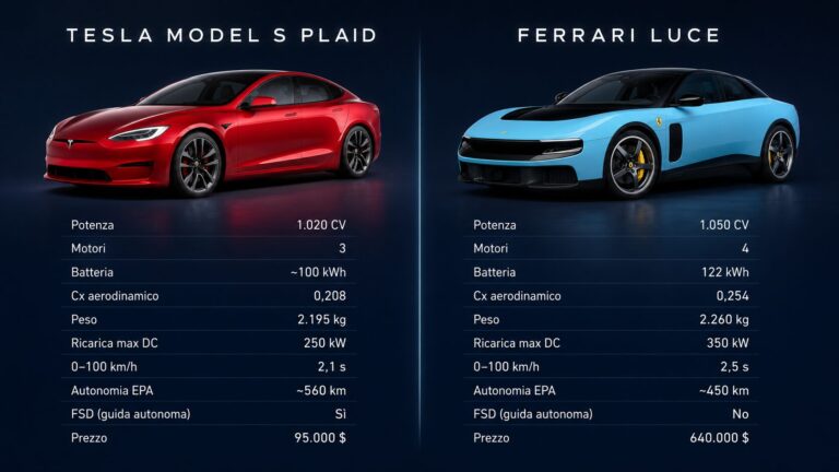 confronto tesla ferrari