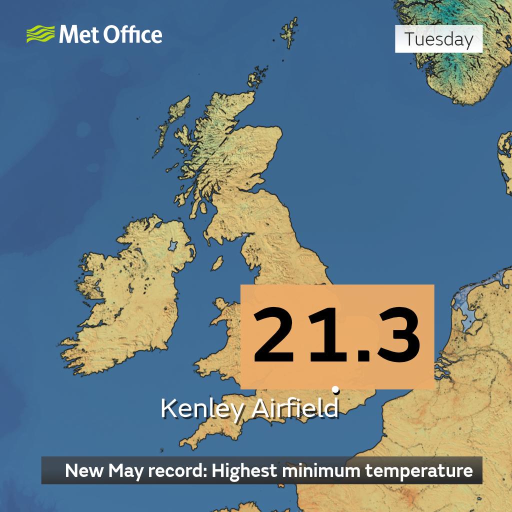 record notte caldo maggio regno unito