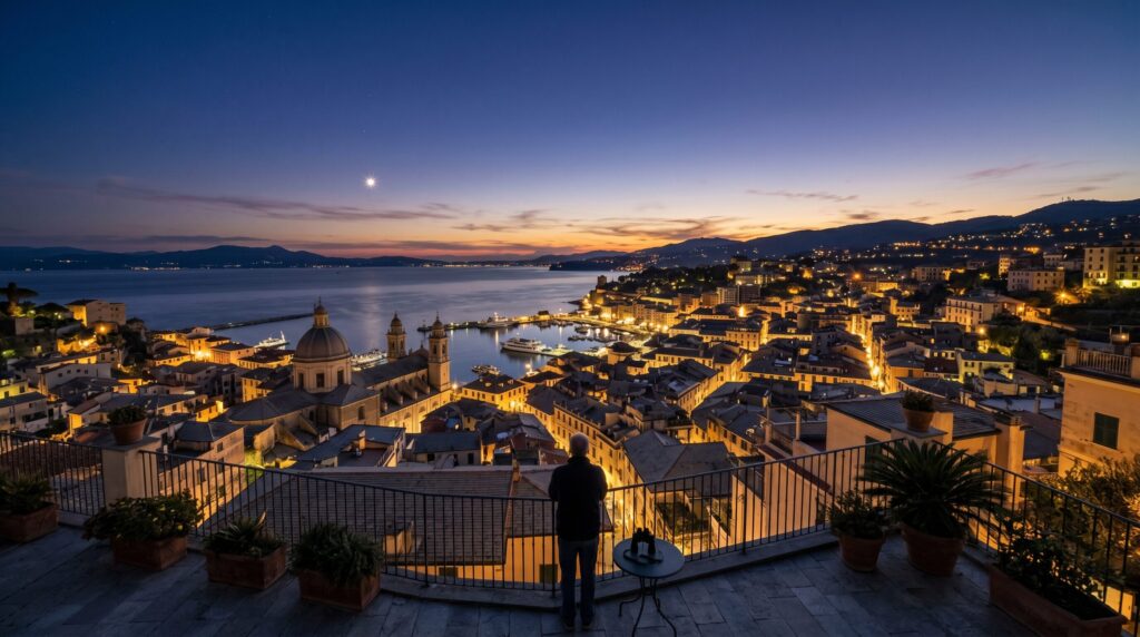 stella luminosa ovest tramonto