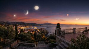 stella luminosa tramonto parata pianeti