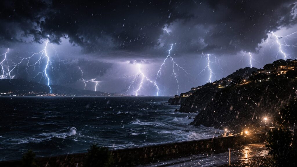 temporali saette mare notte sud italia