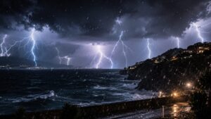 temporali saette mare notte sud italia