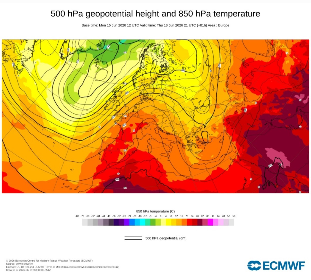 Anomalie a 500 hPa Europa 19 giugno
