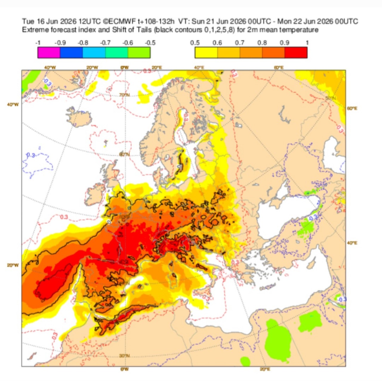 Efi ECMWF Europa 21 giugno
