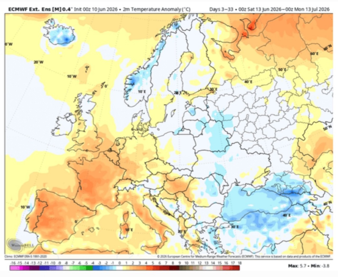 El Niño anomalie termiche 2 metri Europa 
