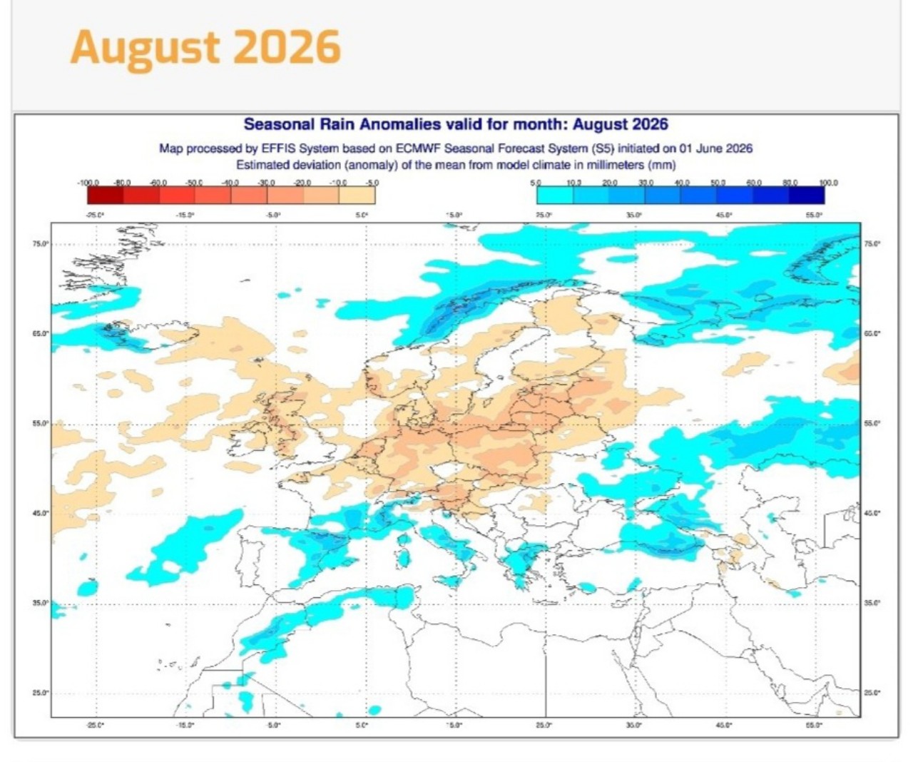 Previsioni agosto 2026 ECMWF