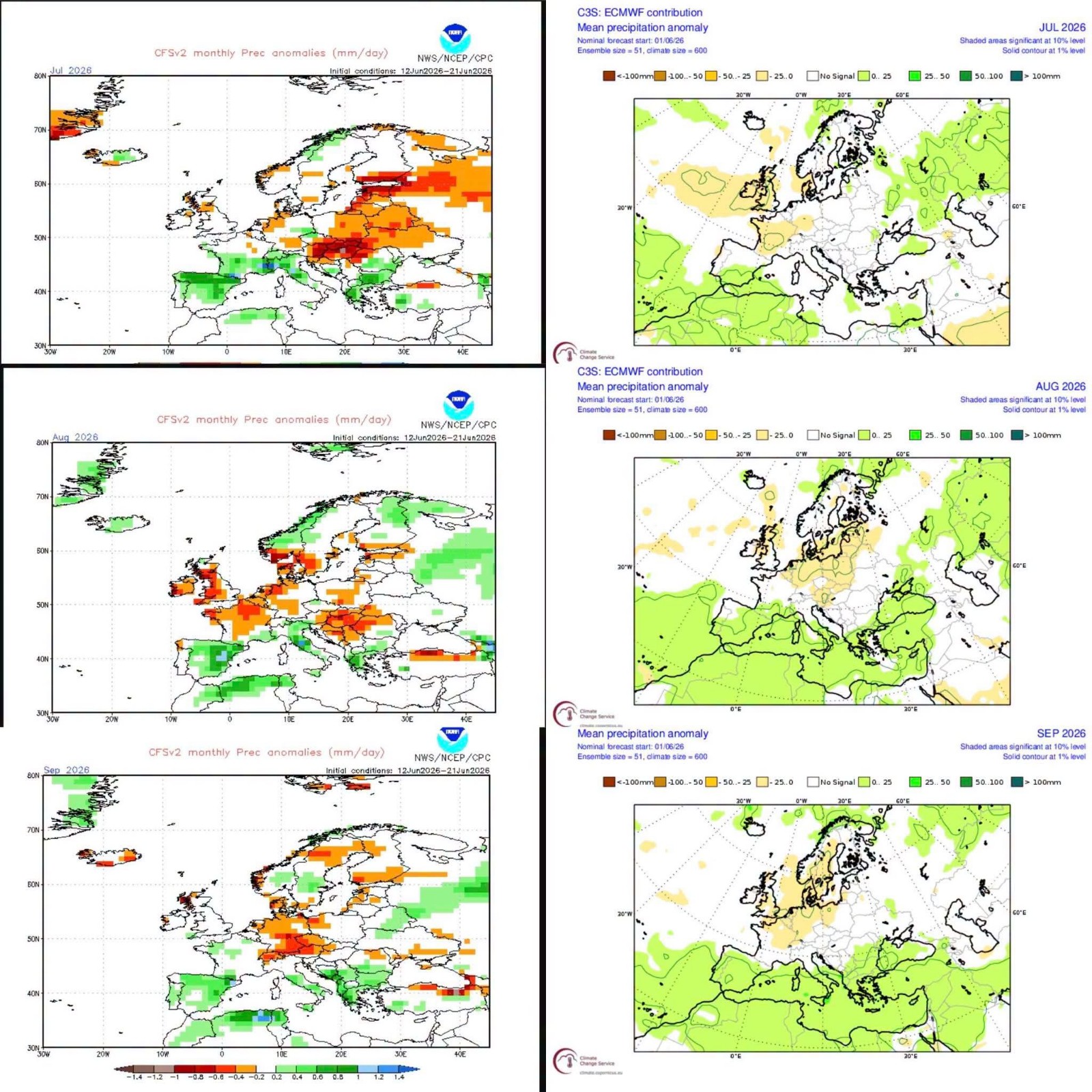 Previsioni meteo estate 2026 NOAA ECMWF 