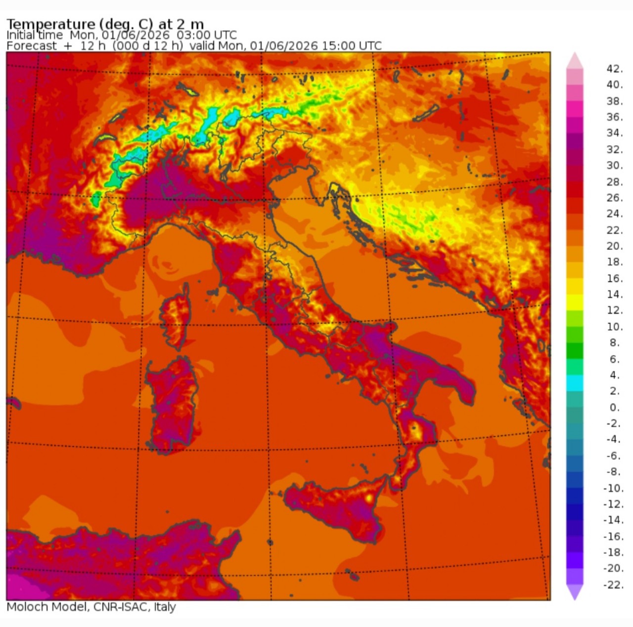 Temperature massime 1 giugno