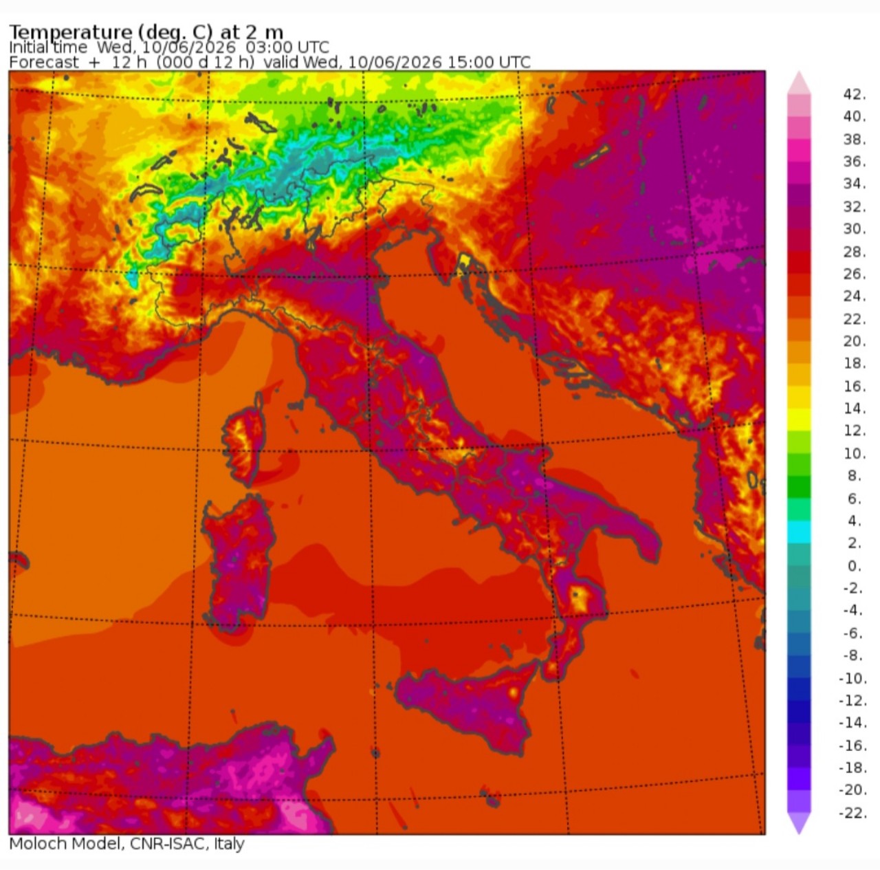 Temperature massime 10 giugno
