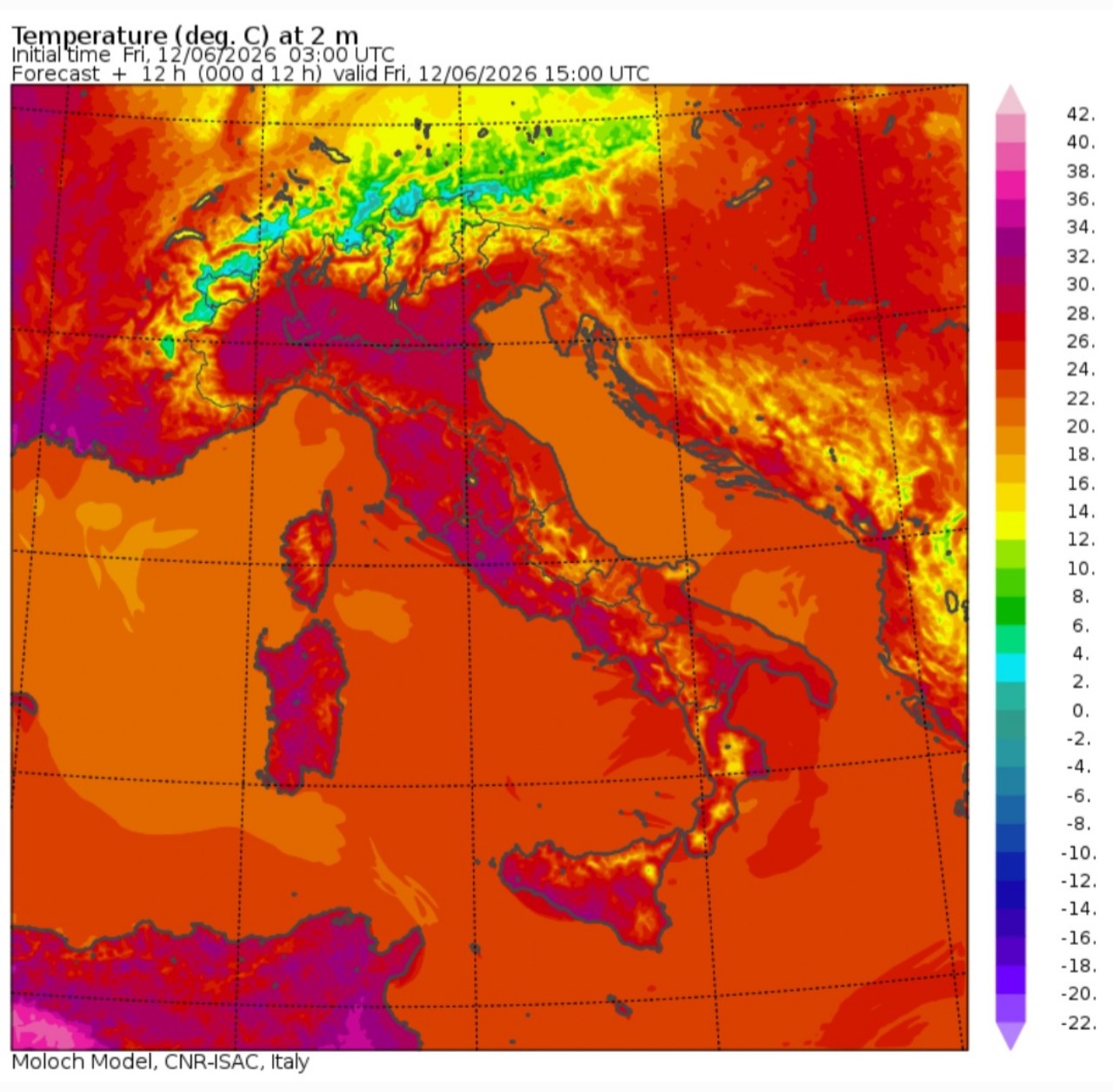 Temperature massime 12 giugno