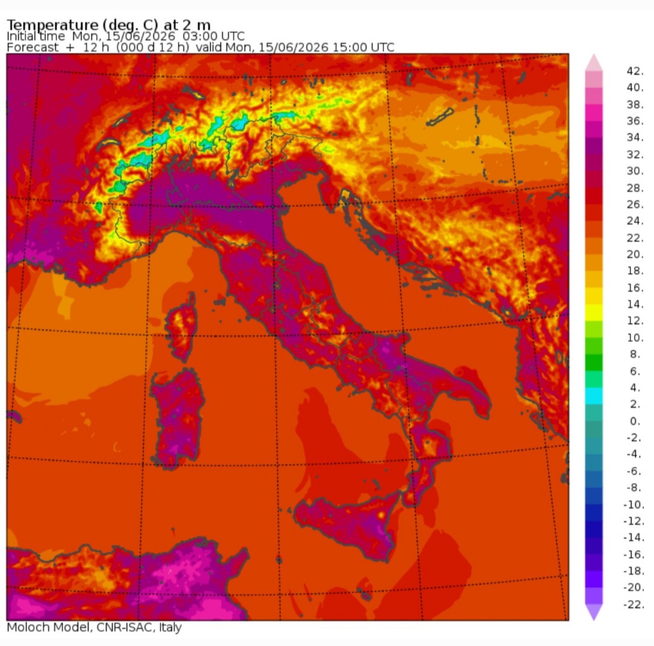 Temperature massime 15 giugno