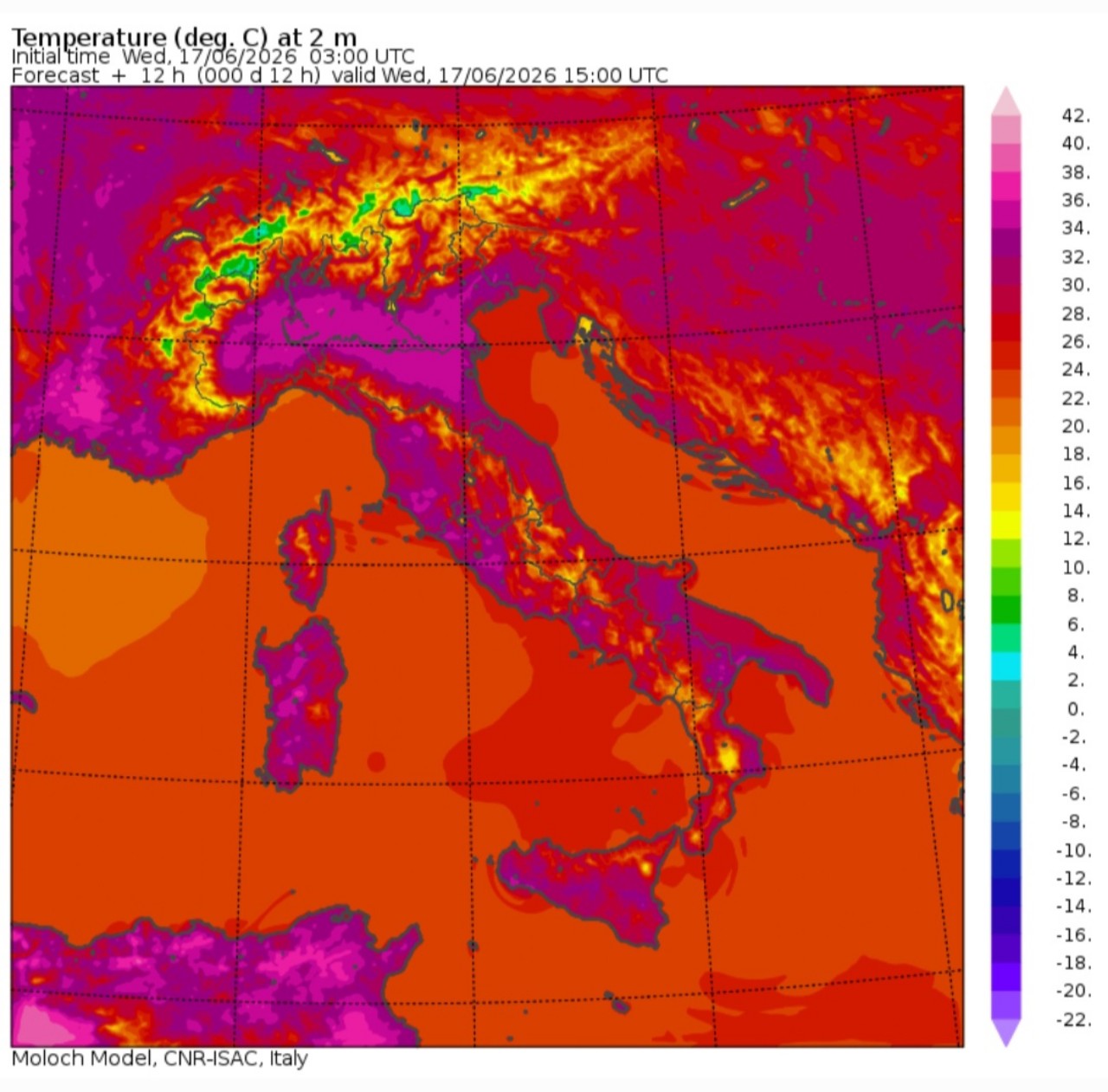 Temperature massime 17 giugno 