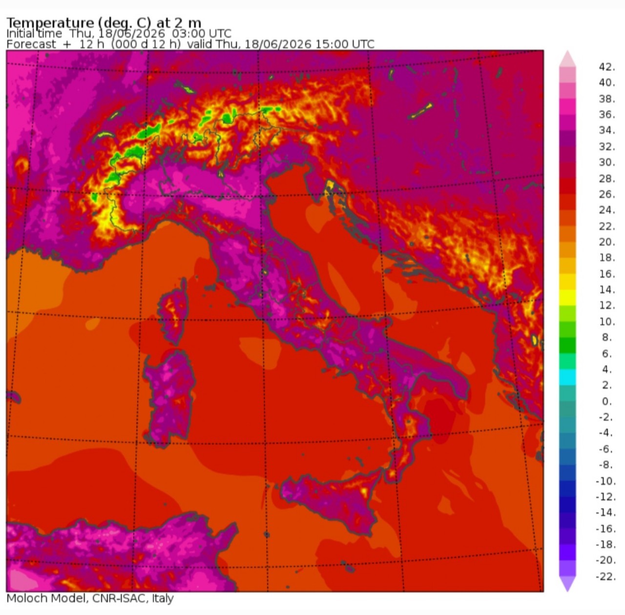 Temperature massime 18 giugno