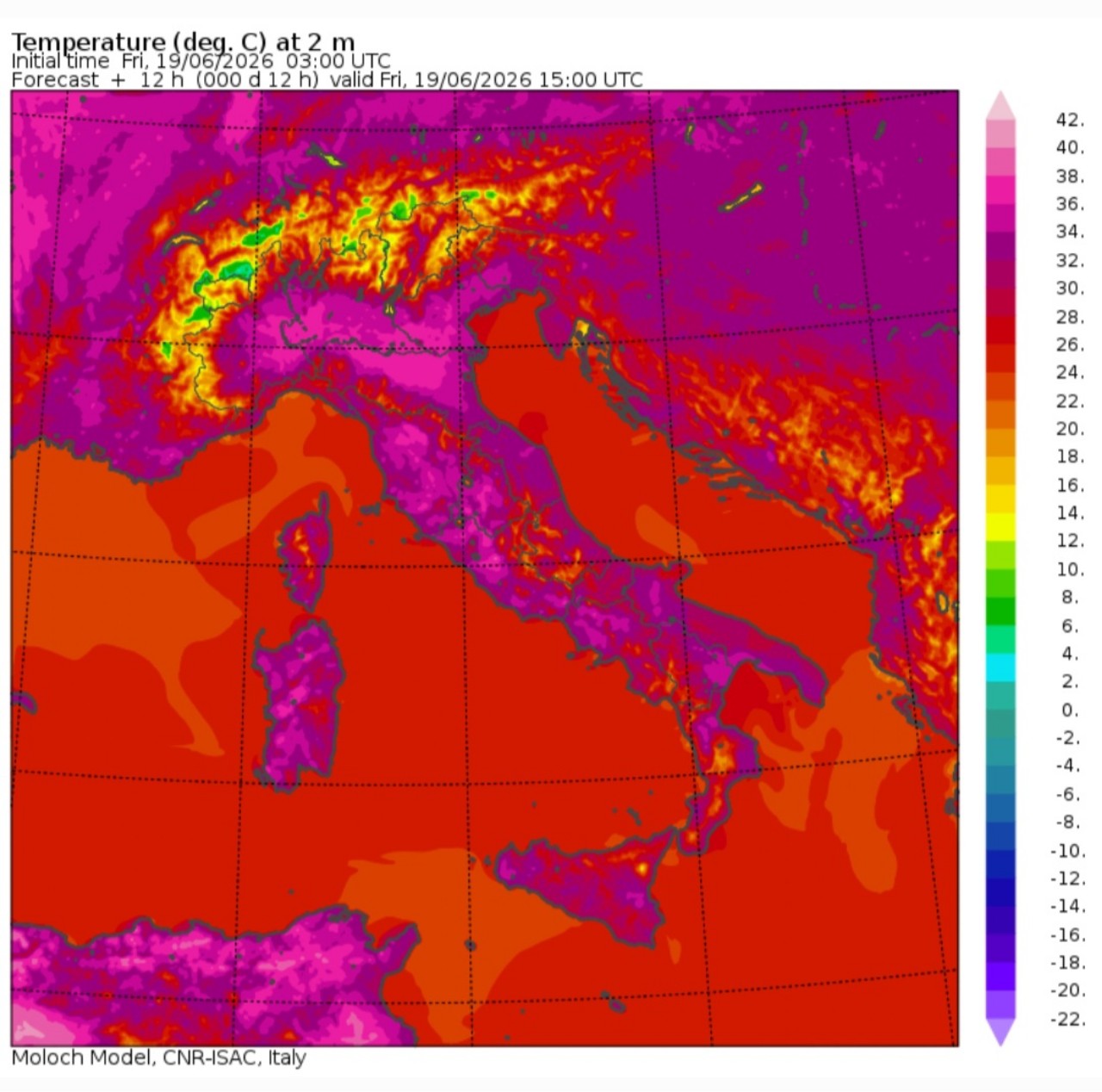 Temperature massime 19 giugno