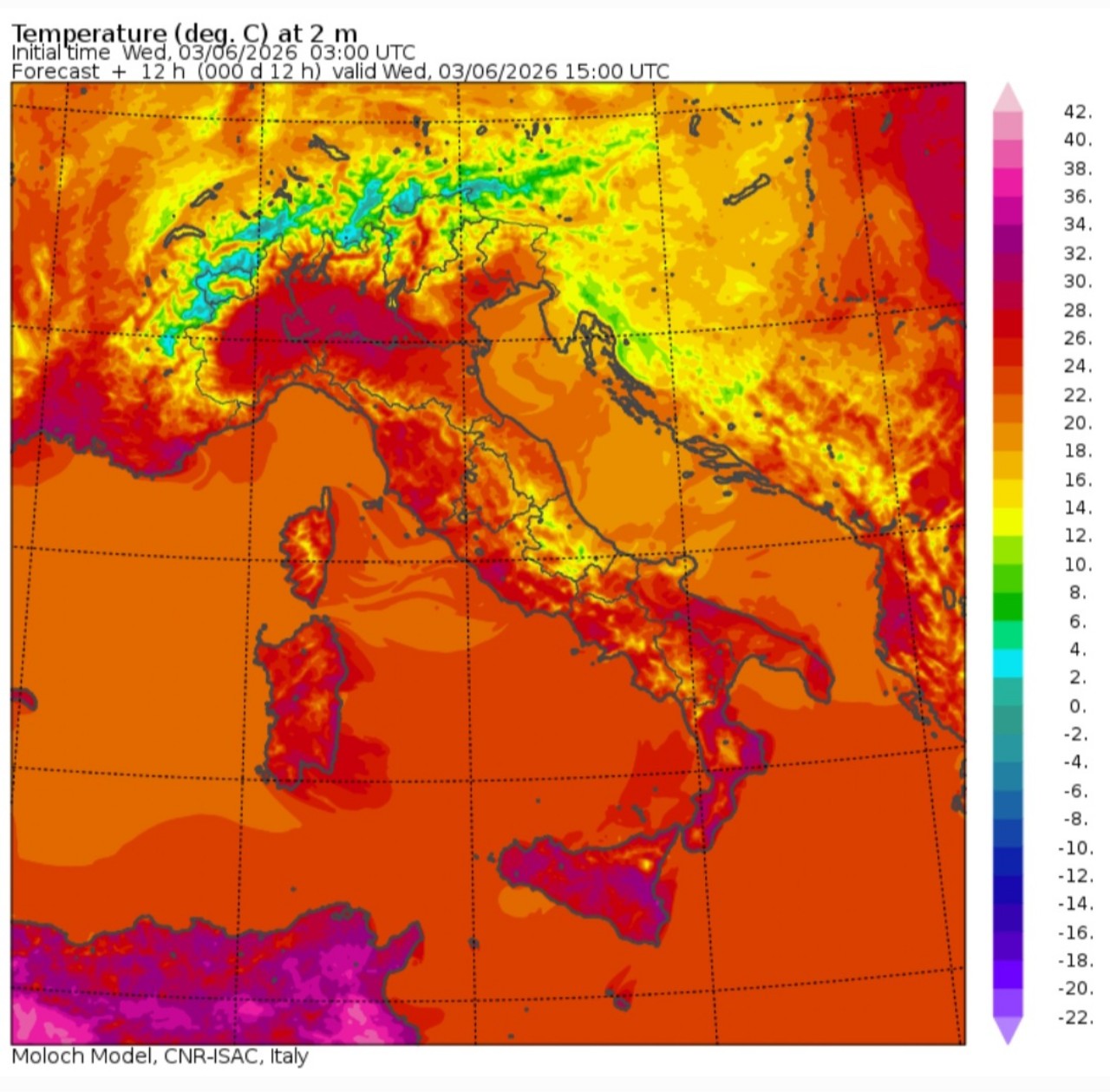 Temperature massime 3 giugno