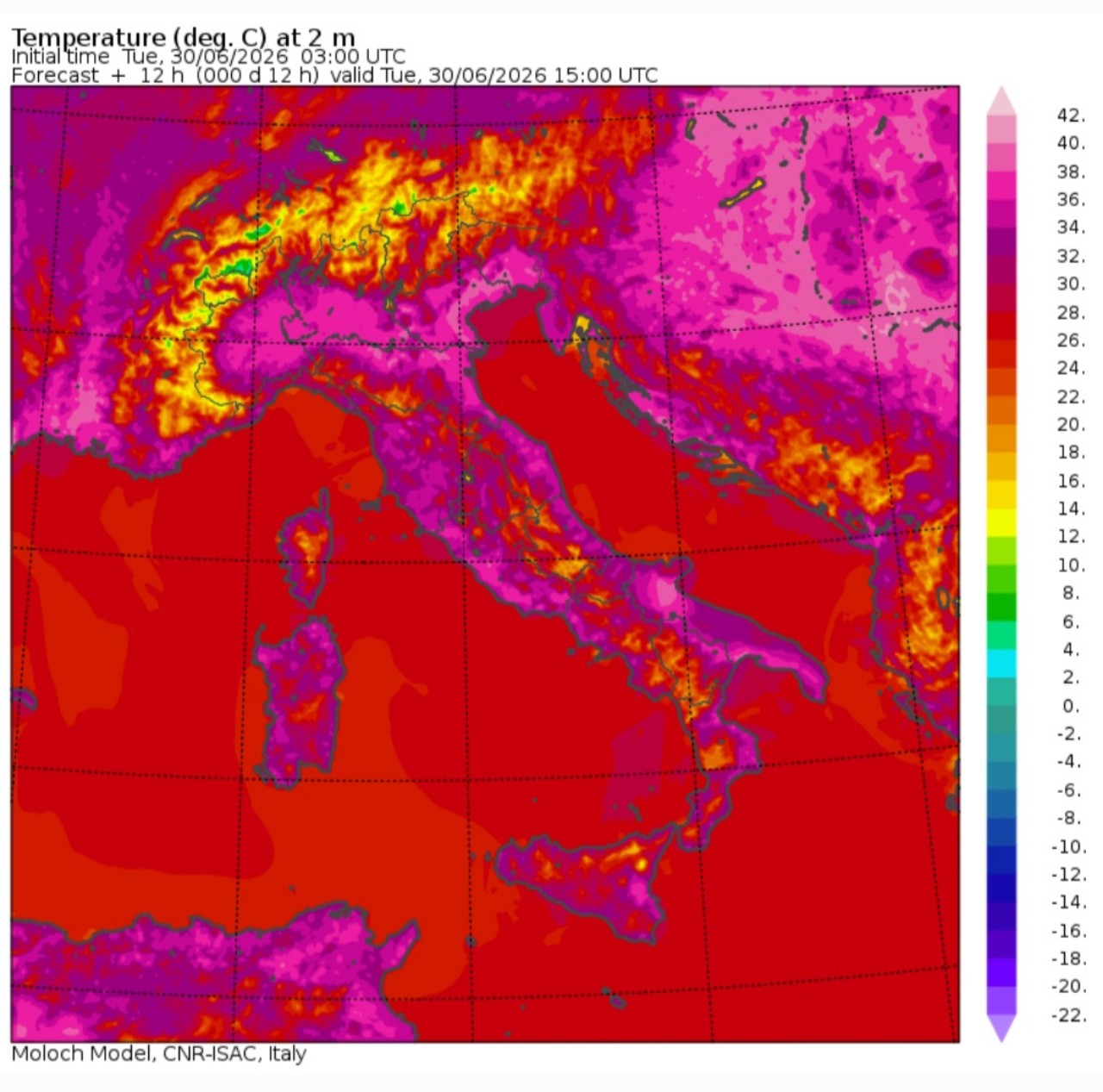 Temperature massime 30 giugno