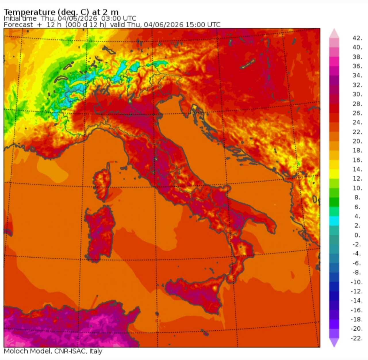 Temperature massime 4 giugno