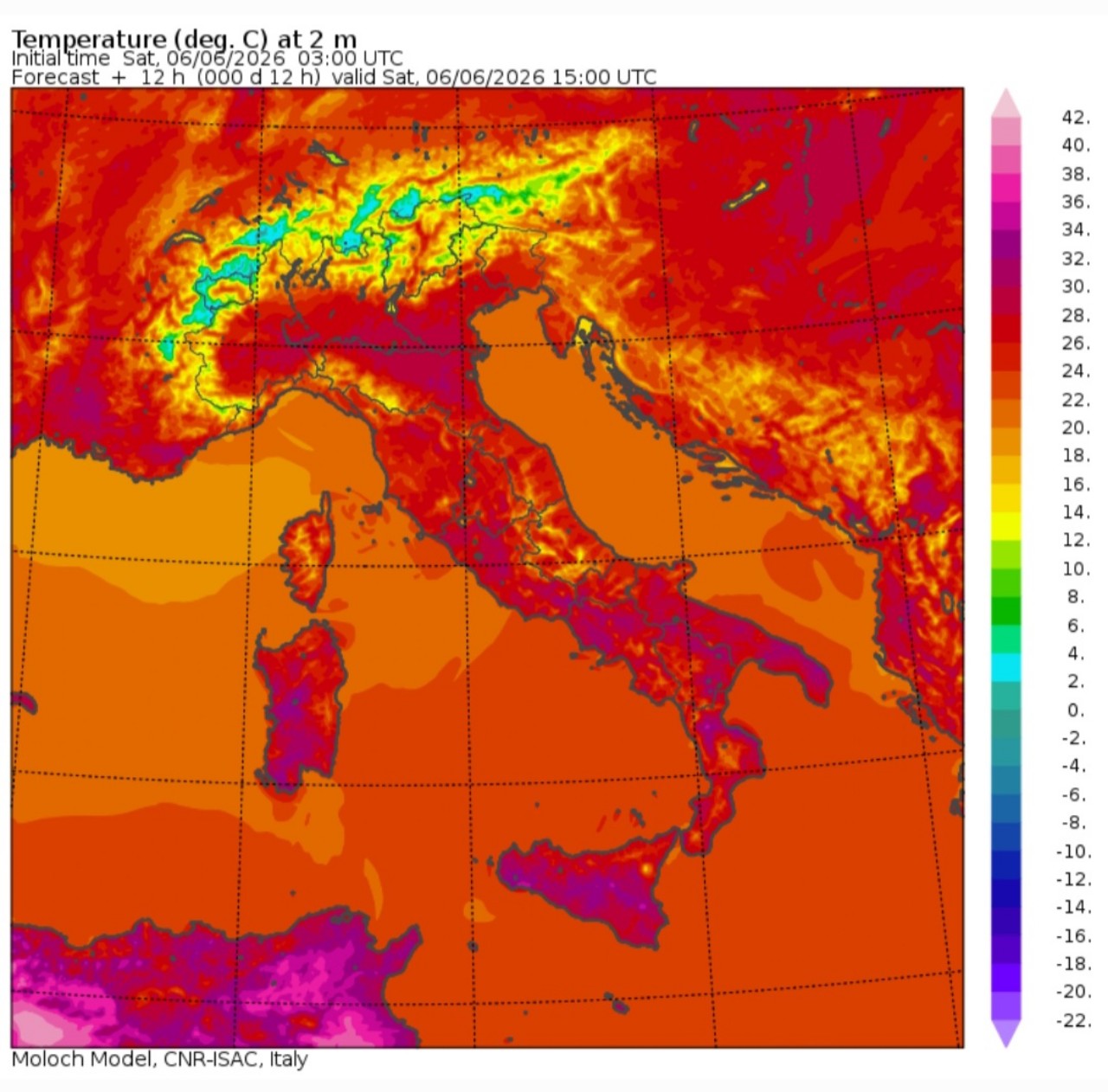 Temperature massime 6 giugno