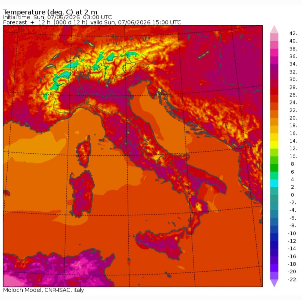 Temperature massime 7 giugno