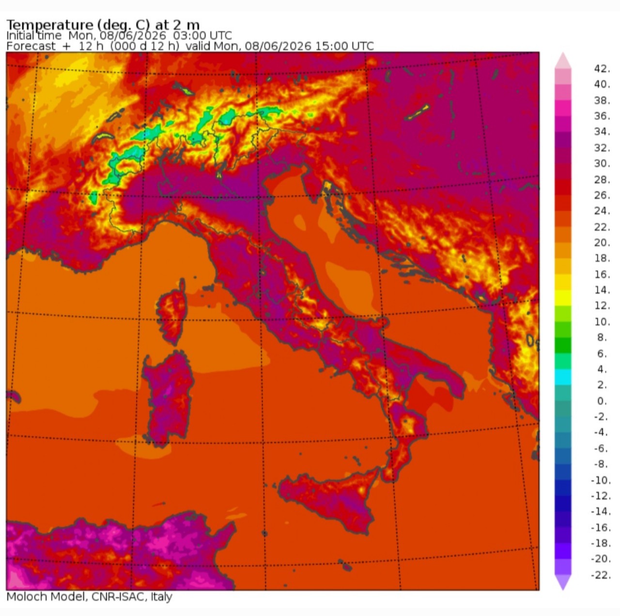 Temperature massime 8 giugno