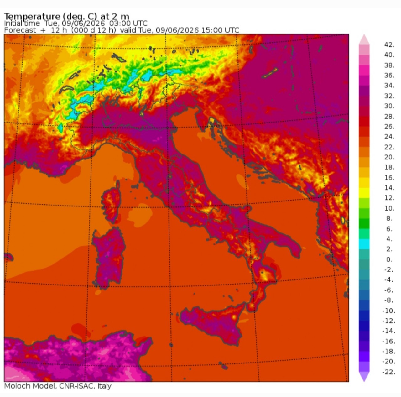 Temperature massime 9 giugno