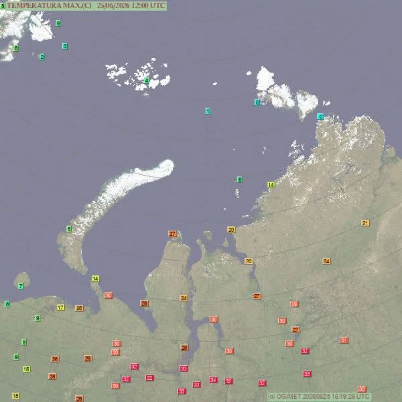 Temperature massime Artico 