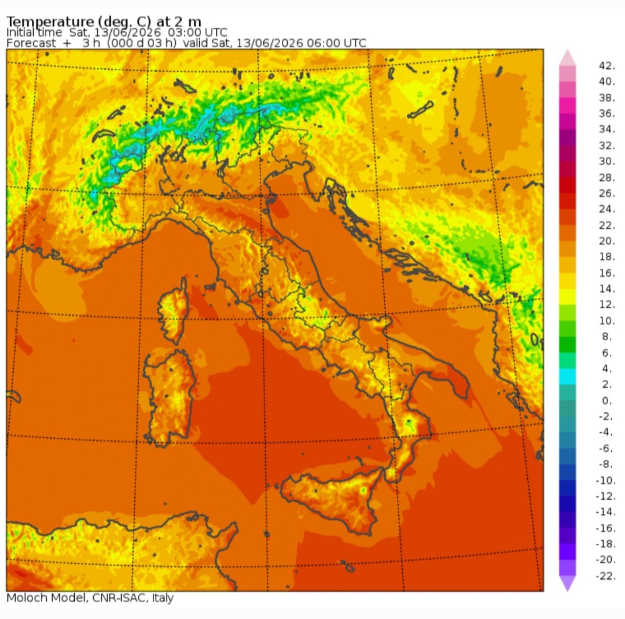 Temperature minime 13 giugno