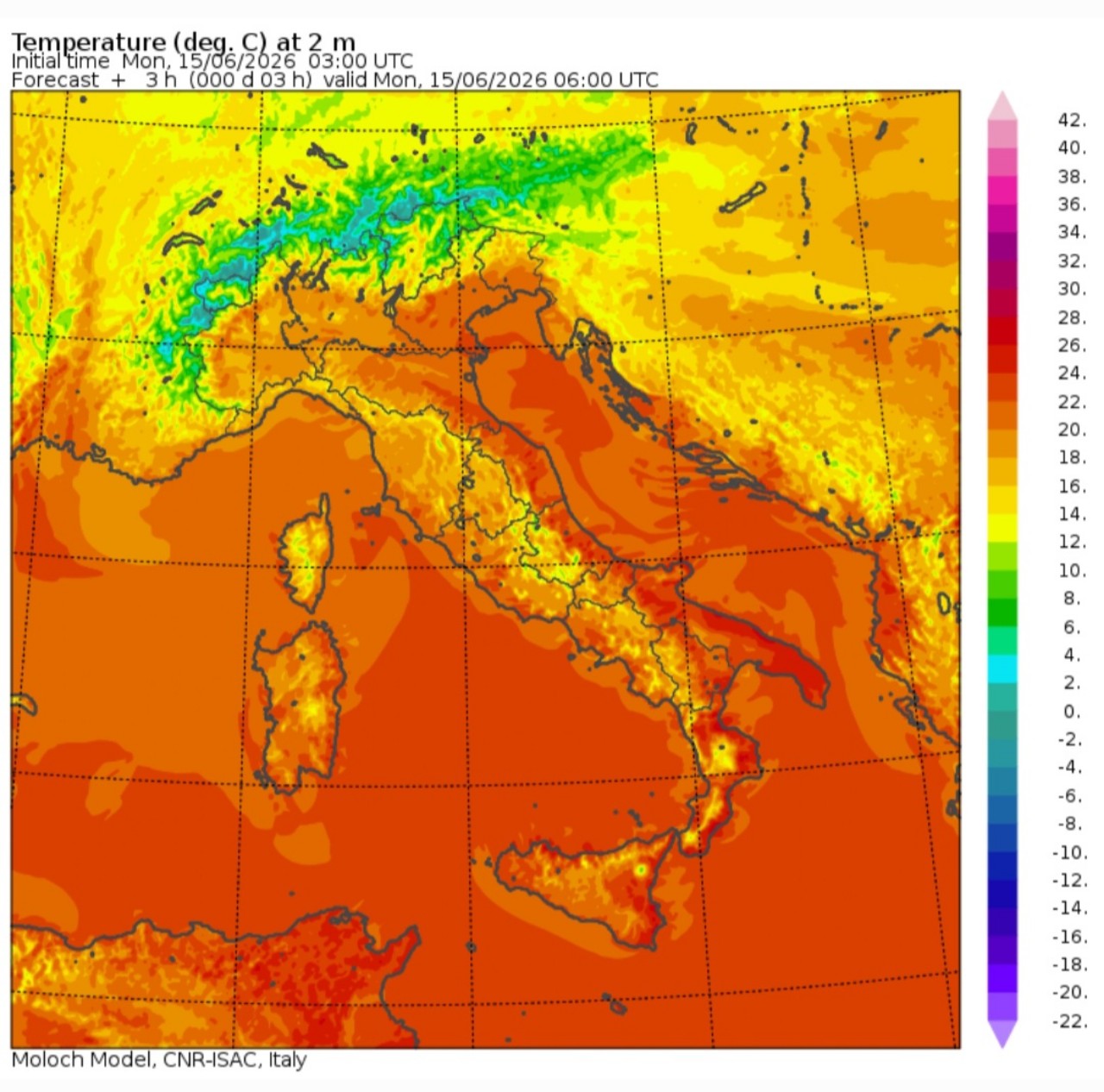 Temperature minime 15 giugno 