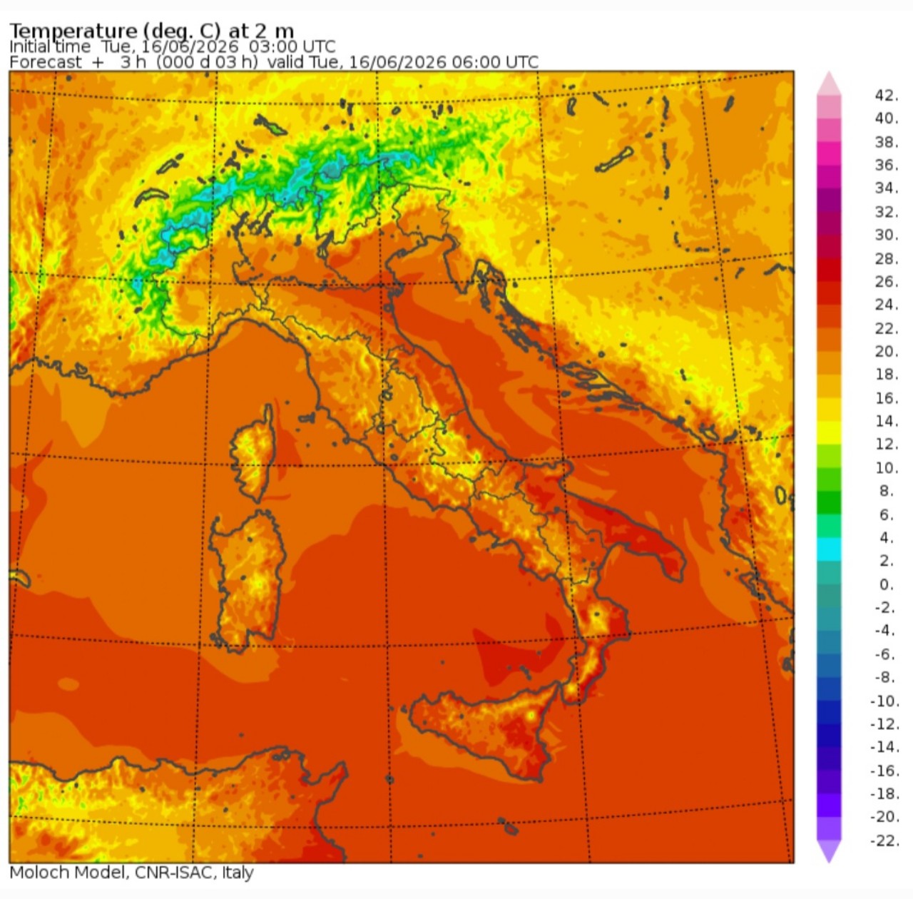 Temperature minime 16 giugno 
