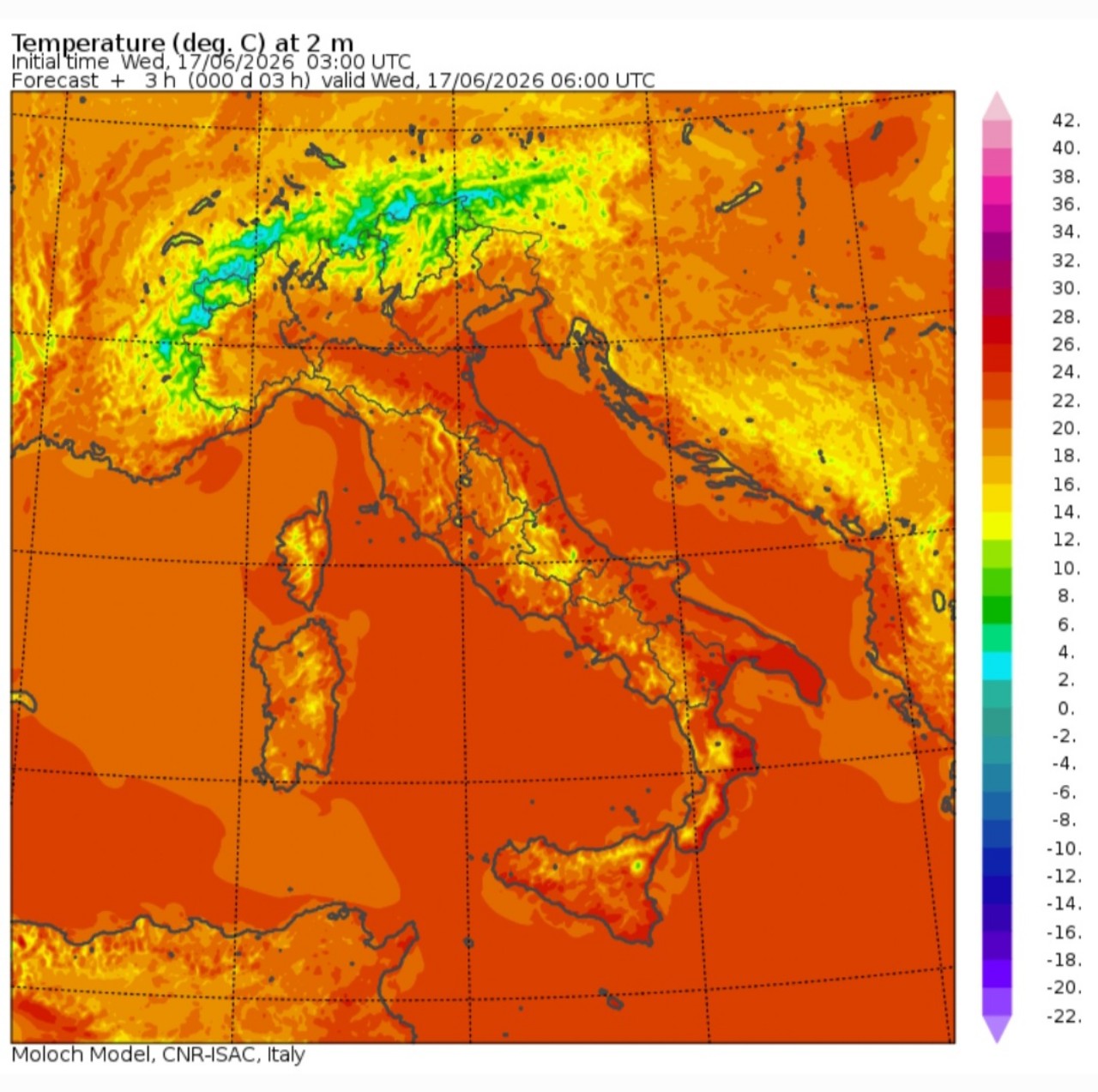 Temperature minime 17 giugno 